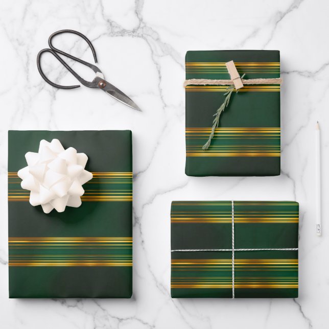 Linen Luxus Trendy Green Gold Texture Collection Geschenkpapier Set (Vorderseite)