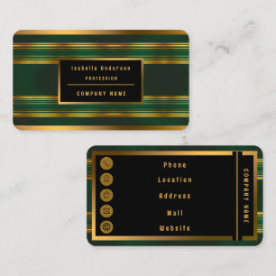 Linen Luxus Trendy Green Gold Texture Collection Visitenkarte
