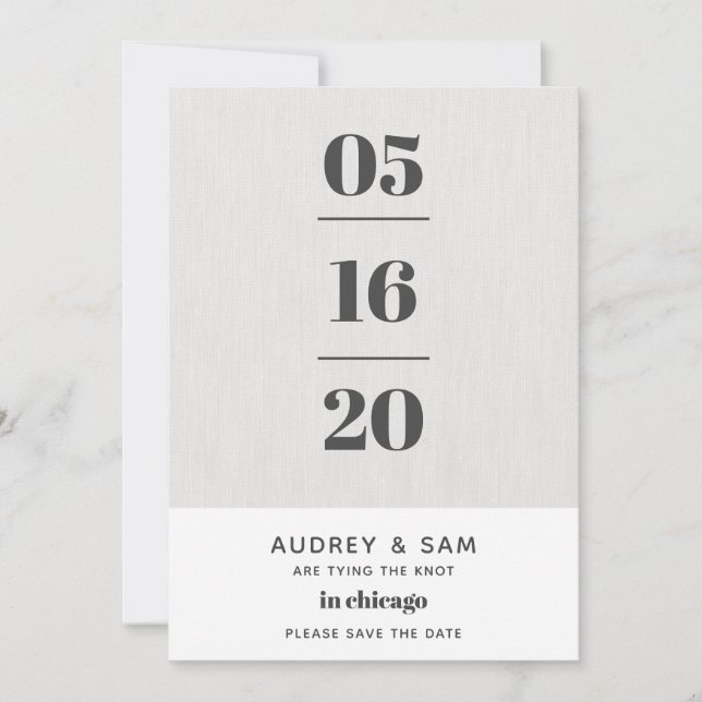 Linen Modern Minimal Save the Date (Vorderseite)
