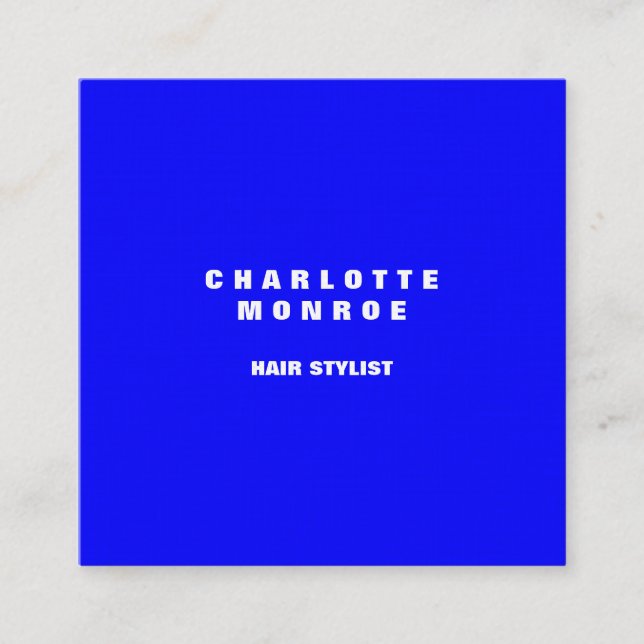 Linen Modernes Minimalistisches Berufliches Blau E Quadratische Visitenkarte (Vorderseite)