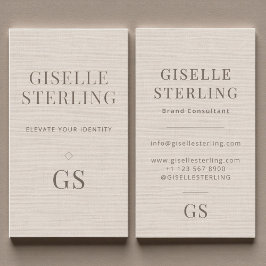 Linen Monogram Modern Elegant Minimalist Visitenkarte