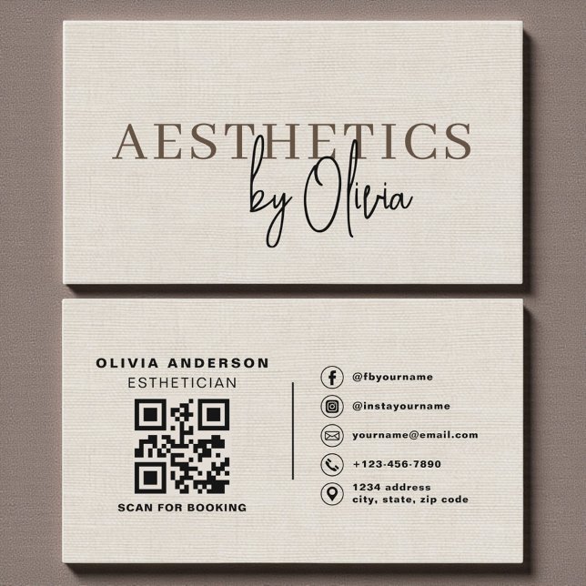Linen-Neutral-Skincare-Esthetiker-QR-Code  Visitenkarte (Von Creator hochgeladen)