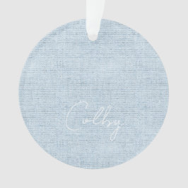 Linen Pastel Blue New Baby NAME Birthdate Sweet Ornament