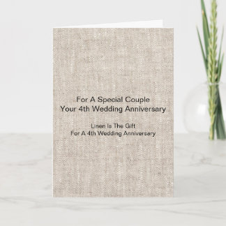 Linen Pattern Personalisiert 4. Hochzeitstag Karte