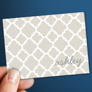 Linen Quatrefolienmuster mit Personalisiertem Name Post-it Klebezettel