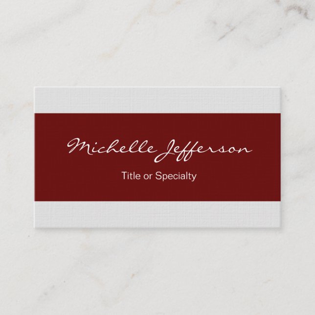 Linen Red Gray Lined Trendy Beruflich Modern Visitenkarte (Vorderseite)