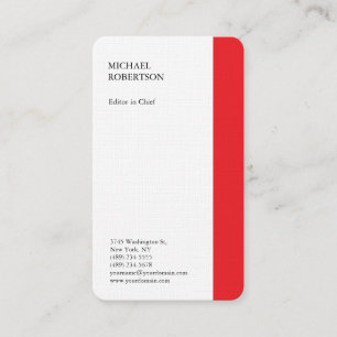 Linen Red White Minimalistisch Beruflich Schlicht Visitenkarte