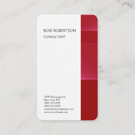 Linen Red White Minimalistisch Beruflich Schlicht Visitenkarte