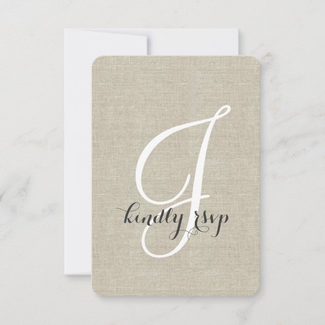 Linen Rustic Wedding RSVP Card (Vorderseite)