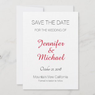 Linen Save the Date Hochzeit Red Handwriting Moder