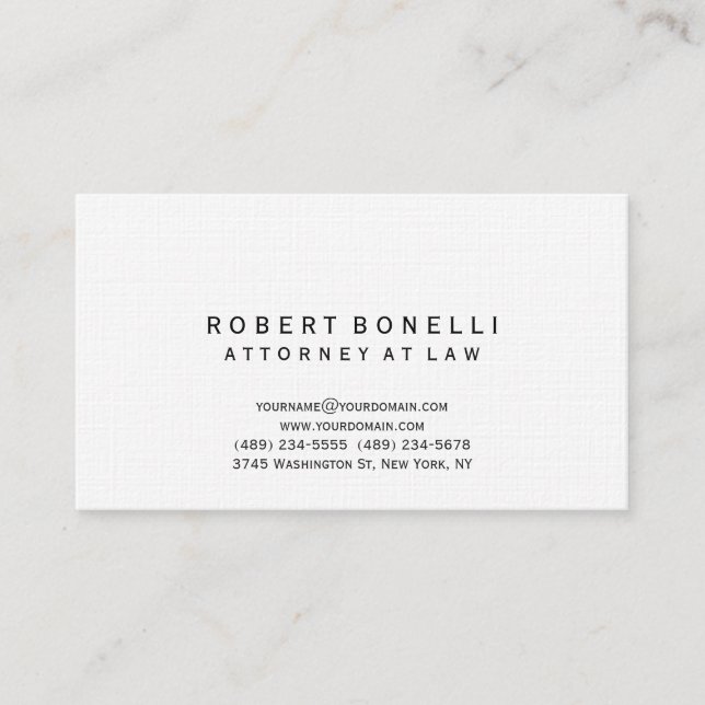 Linen Unique Anwalt bei Law Simple Business Card Visitenkarte (Vorderseite)