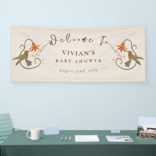 Linen Vintag Faecore Blumentee Begrüßung Banner