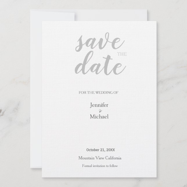 Linen Wedding Beruflich Minimalistisch Moderne Sch Save The Date (Vorderseite)