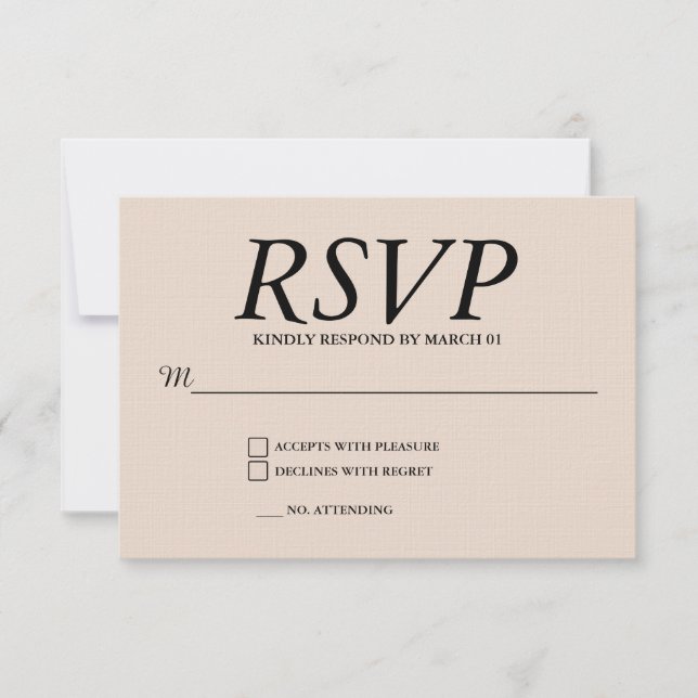 Linen Wedding RSVP Antwort Moderne (Vorderseite)