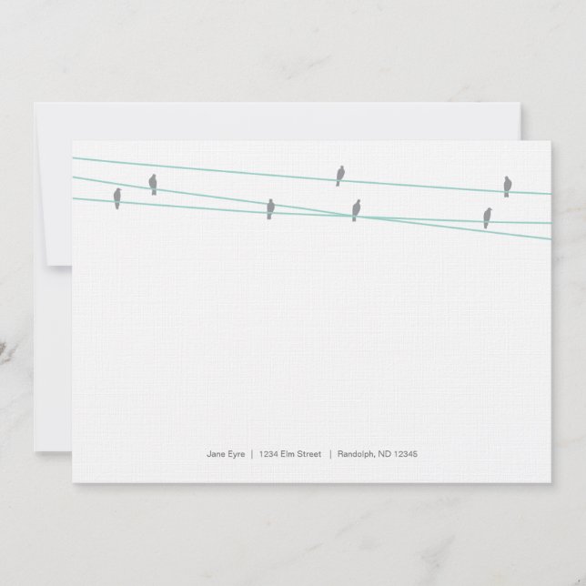 Linenvögel auf einer Draht-Mitteilungskarten Mitteilungskarte (Vorderseite)