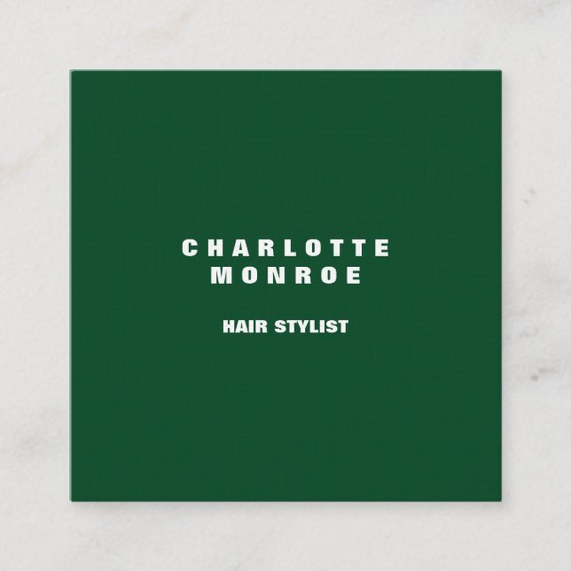Linenwald Grün Moderne Minimalistische Berufliche Quadratische Visitenkarte (Vorderseite)