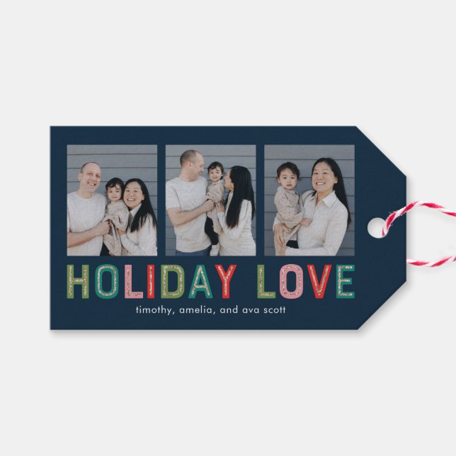 Lines Holiday Foto Weihnachtsgeschenke Tags Geschenkanhänger (Vorderseite (Horizontal))