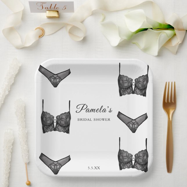 Lingerie Brautparty Bachelorette Panty Pattern Pappteller (Hochzeit)