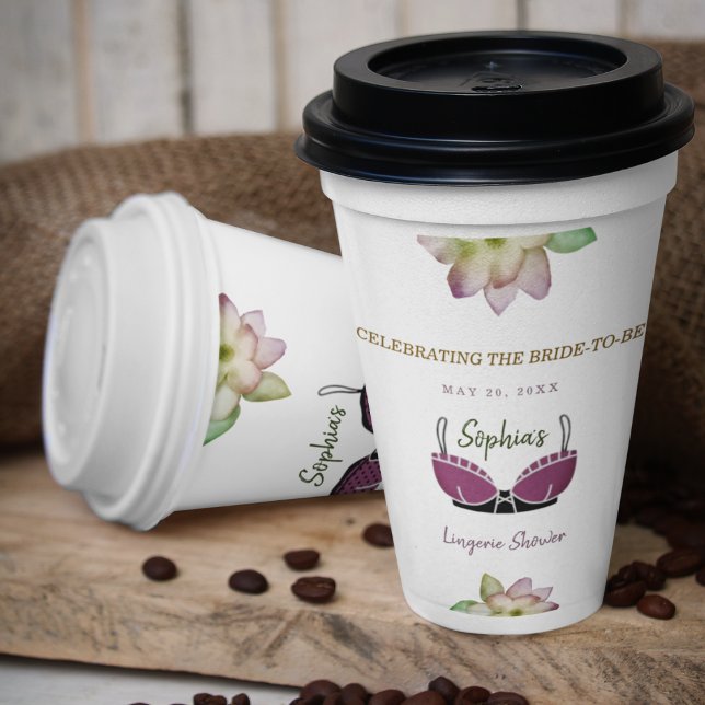 Lingerie Brautparty Floral theme Pappbecher (Perfect cups for a blooming celebration)