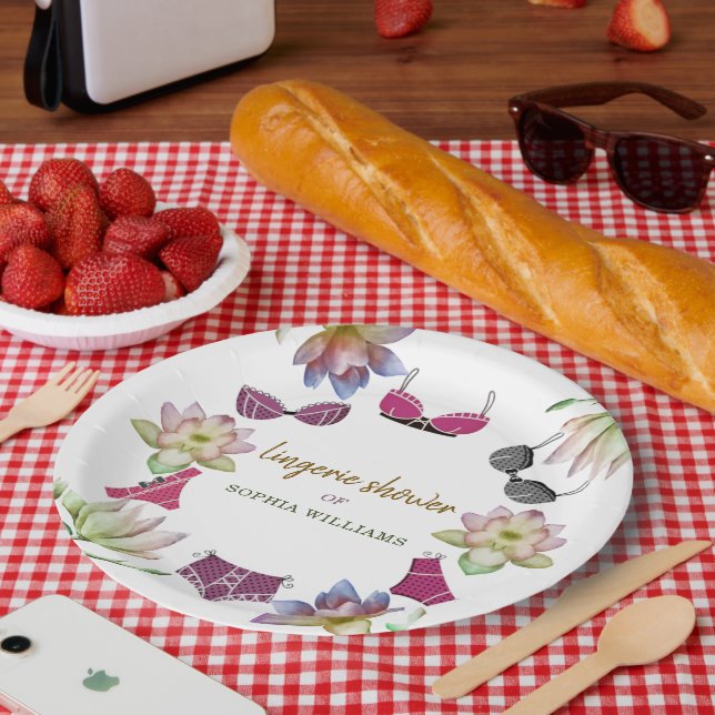 Lingerie Brautparty Floral Theme Pappteller (Picknick)
