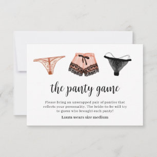 Lingerie Brautparty Panty Game Card Dankeskarte