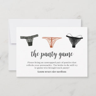 Lingerie Brautparty Panty Game Card Dankeskarte