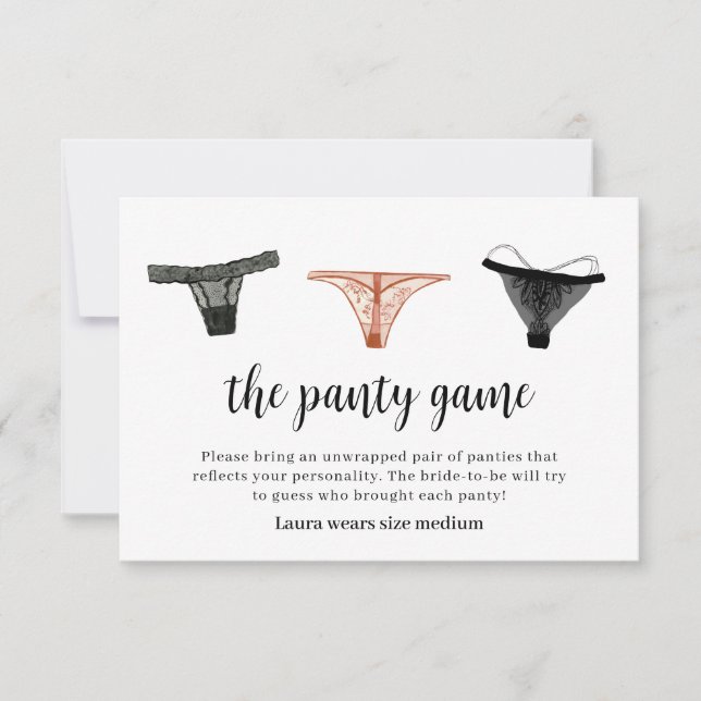 Lingerie Brautparty Panty Game Card Dankeskarte (Vorderseite)