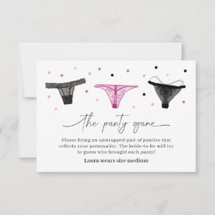 Lingerie Brautparty Panty Game Card Dankeskarte