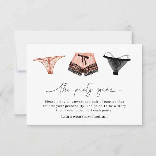 Lingerie Brautparty Panty Game Card Dankeskarte (Vorderseite)