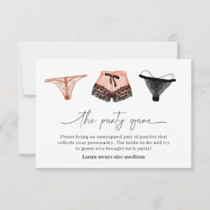 Lingerie Brautparty Panty Game Card Dankeskarte