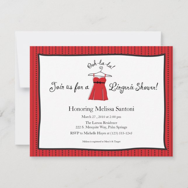 Lingerie Bridal Dusche Einladung (Vorderseite)
