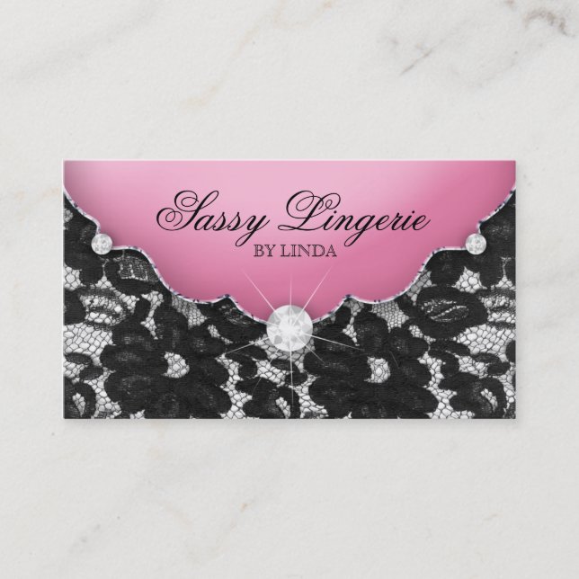 Lingerie Business Card Lace Pink Schmuck Visitenkarte (Vorderseite)