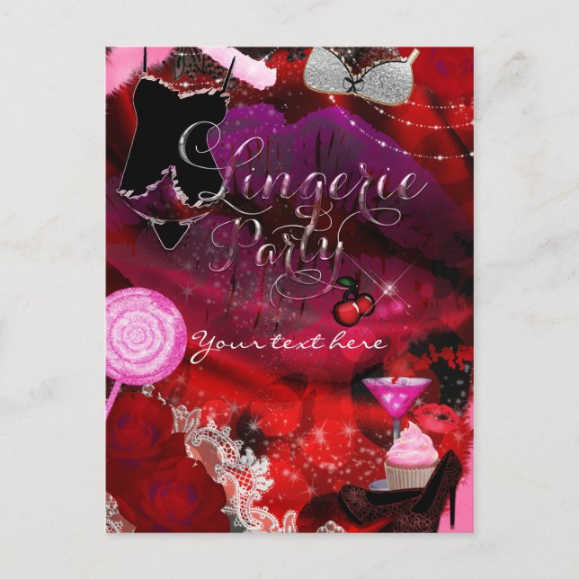 Lingerie & Candy Party Girls Einladung Flyer (Vorderseite)