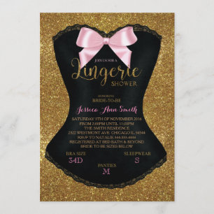 Lingerie Dusche Bachelorette Einladung Gold