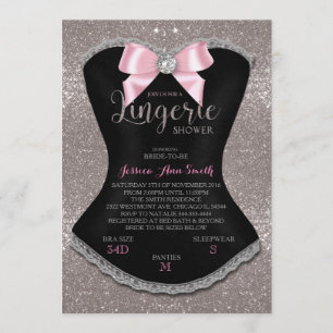 Lingerie Dusche Bachelorette Einladung Silber