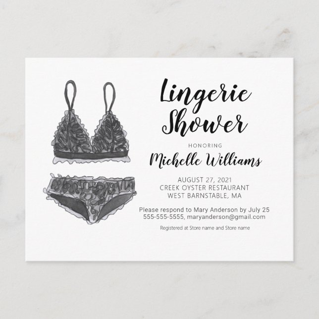 Lingerie Dusche Bridal Dusche Einladung Postkarte (Vorderseite)