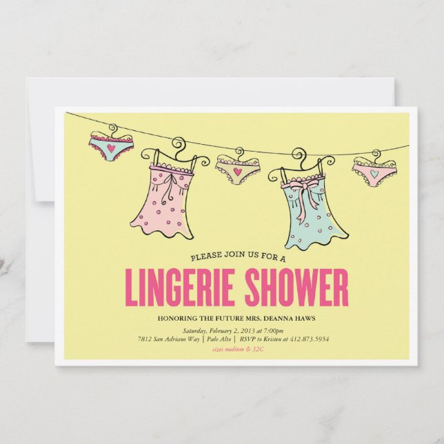 Lingerie Dusche Junggeselinnen-Abschied Polteraben Einladung (Vorderseite)