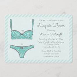 Lingerie Dusche Minze Grüne Streifen Einladung