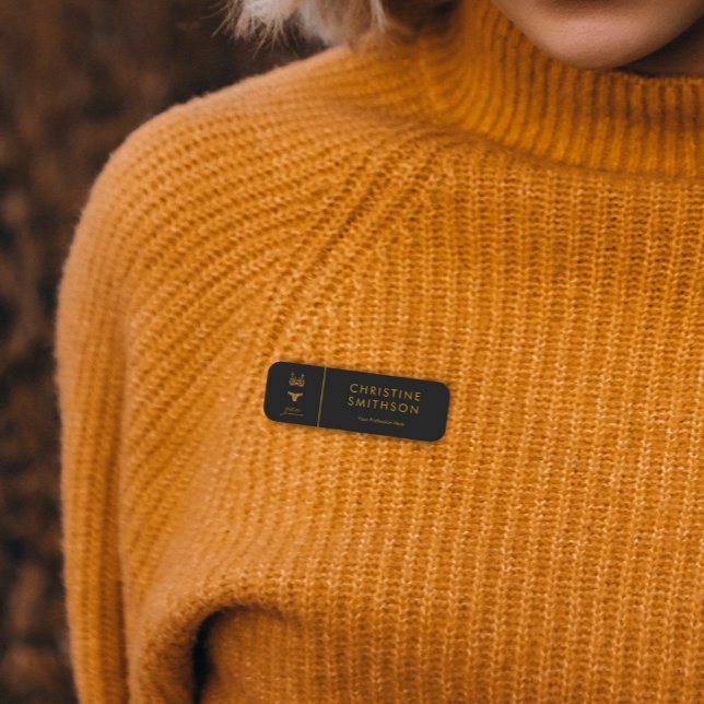 Lingerie-Logo, Name und Titel Klasse Schwarz Namensschild (Von Creator hochgeladen)