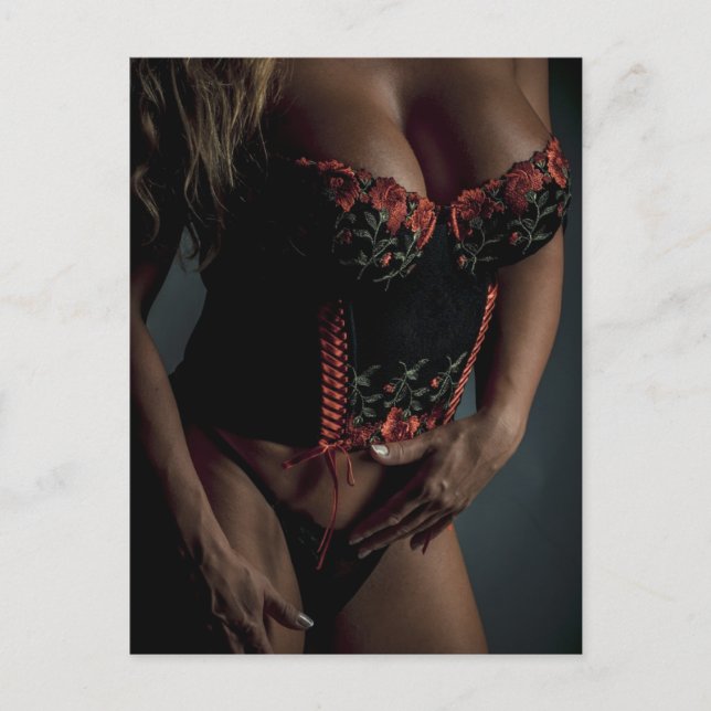 Lingerie Model Foto Postkarte (Vorderseite)