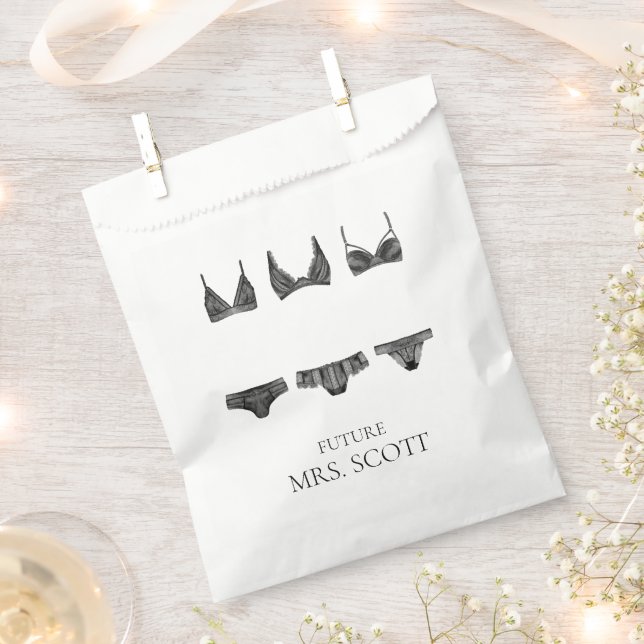 Lingerie Pink und Schwarzes Brautparty Mittleres G Geschenktütchen (Ausgeschnitten)
