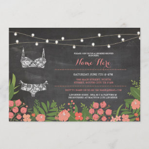 Lingerie Shower Bridal Bachelorette Coral Einladun Einladung