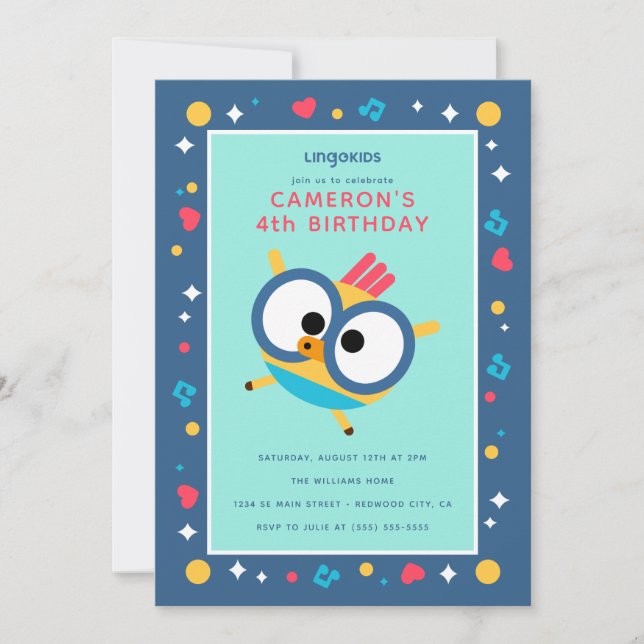 Lingokids Birthday mit Billy Einladung (Vorderseite)