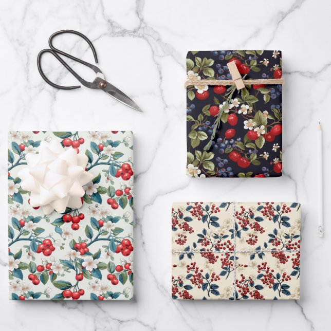 Lingon Berry Geschenkpapier Set (Vorderseite)