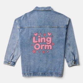 Lingorm Kawaii Bubble Letter Jeansjacke