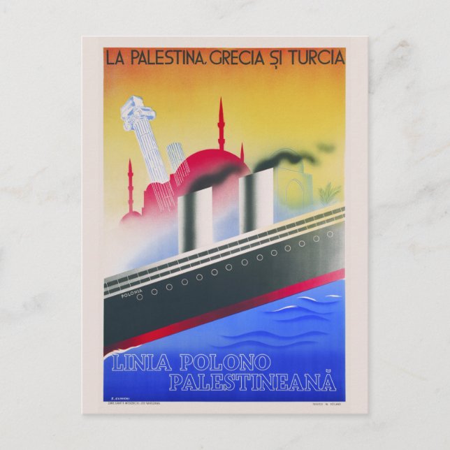 Linia Polono Palestineana Vintage Poster 1934 Postkarte (Vorderseite)