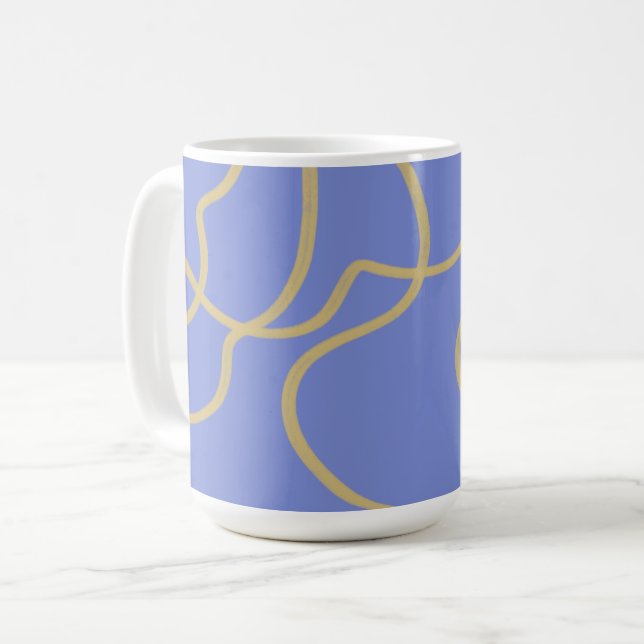 Linie Art: Gold auf Blue Kaffeetasse (Vorderseite Links)