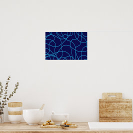 Linie Art in widersprüchlicher Blues Poster