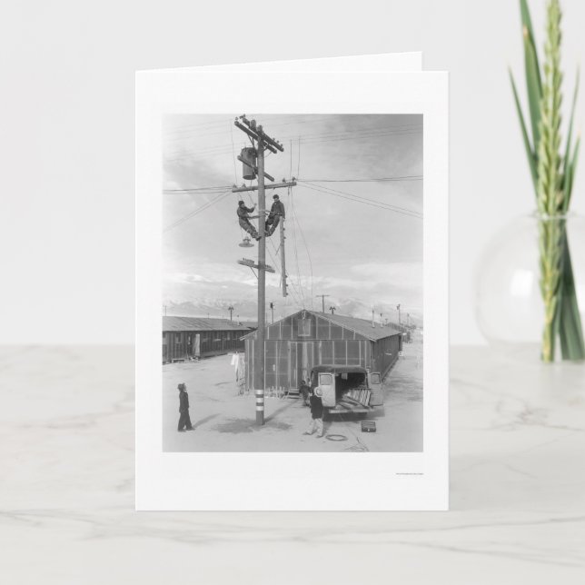 Linie Crew bei der Arbeit in Manzanar 1943 Karte (Vorderseite)