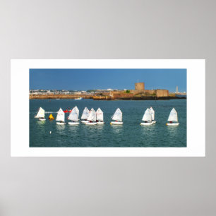 Linie der Optimist-Boote Poster